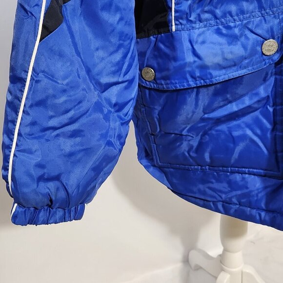 Errea Italia Men's SZ XL Blue Full Zip Pockets Quilted Lined Hood Winter Jacket - Picture 7 of 16
